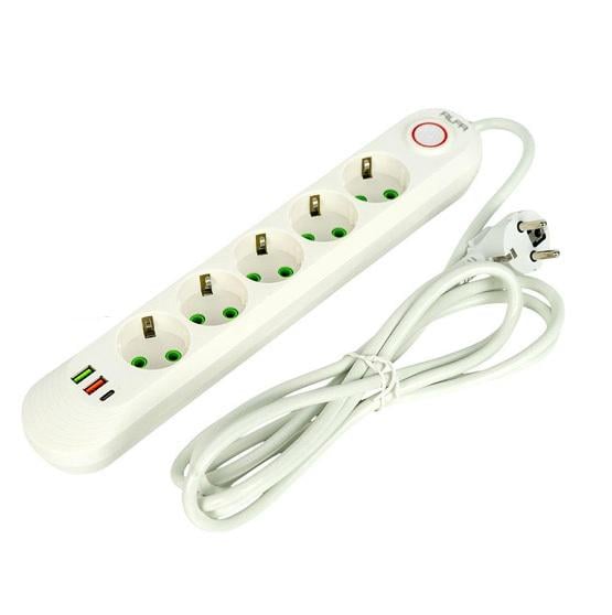 Фильтр удлинитель сетевой ALFA 5 розеток 3xUSB QC PD 10А 2,5кВт 3 м White (976206) Фильтр удлинитель сетевой ALFA 5 розеток 3xUSB QC PD 10А 2,5кВт 3 м White (976206)