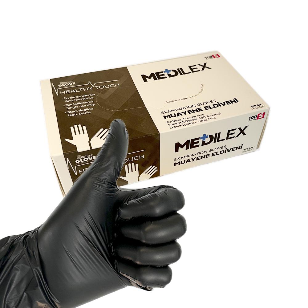 Рукавички медичні Reflex Medilex TPE S 100 шт. Чорний - фото 2
