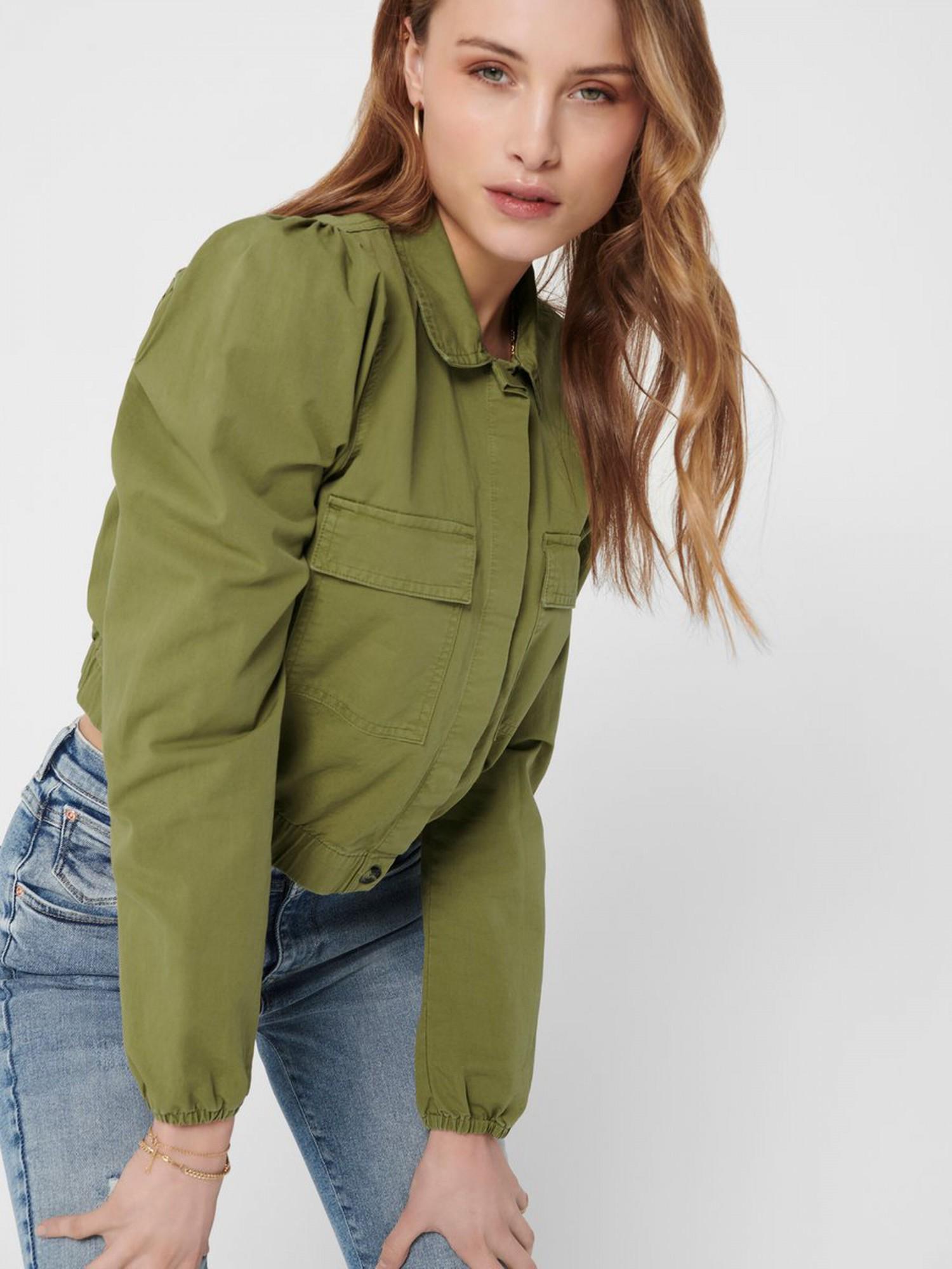 Блуза-рубашка укороченная ONLY 9258 S Хаки (42) - фото 4