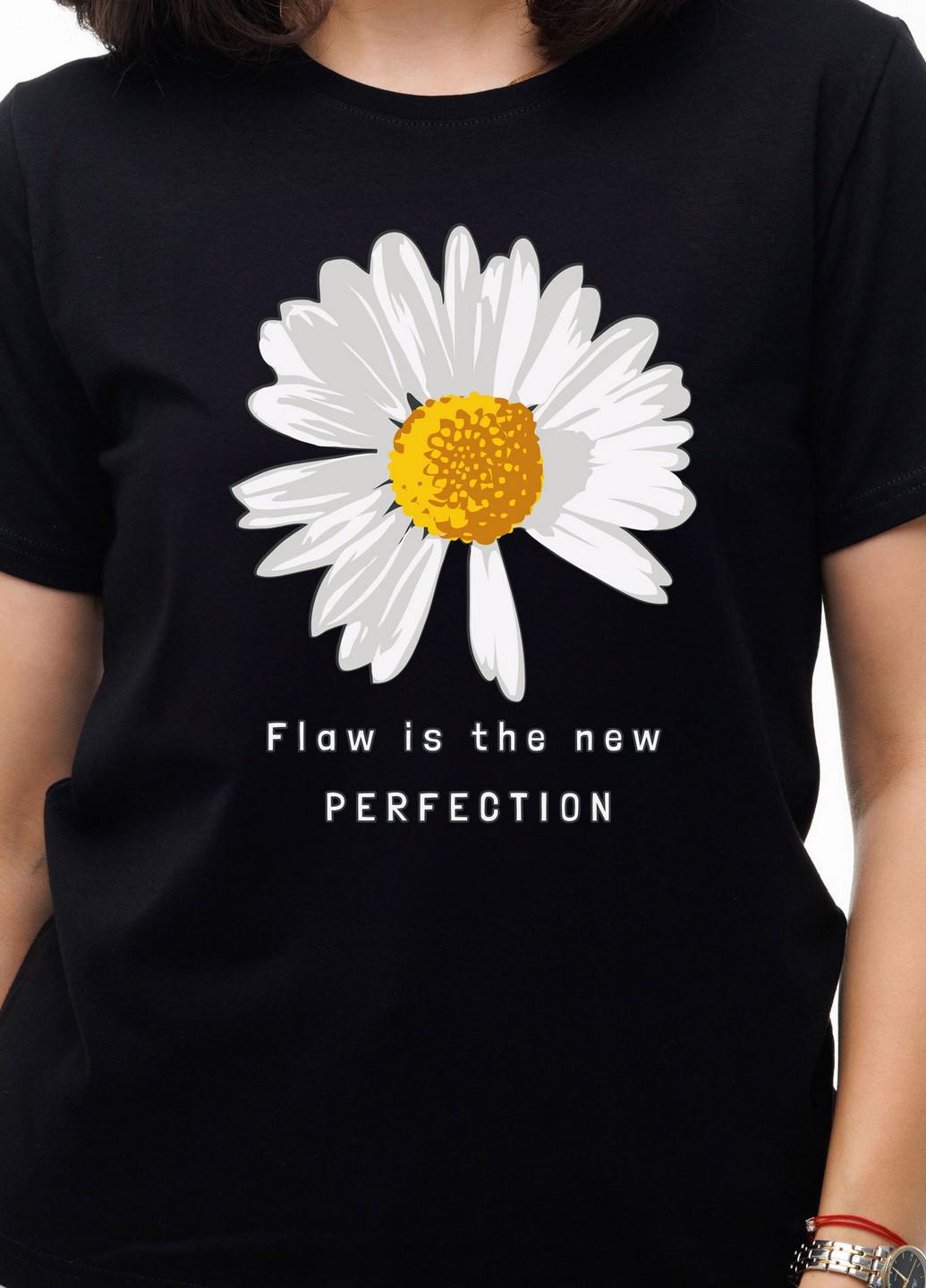 Футболка женская Наталюкс Ромашка L Черный (4129093290941) - фото 2