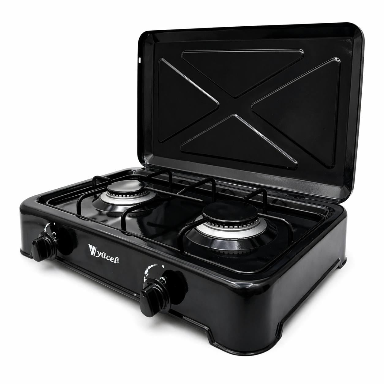 Настольная газовая плита YUCEL LPG с 2 конфорками Black (M1020)