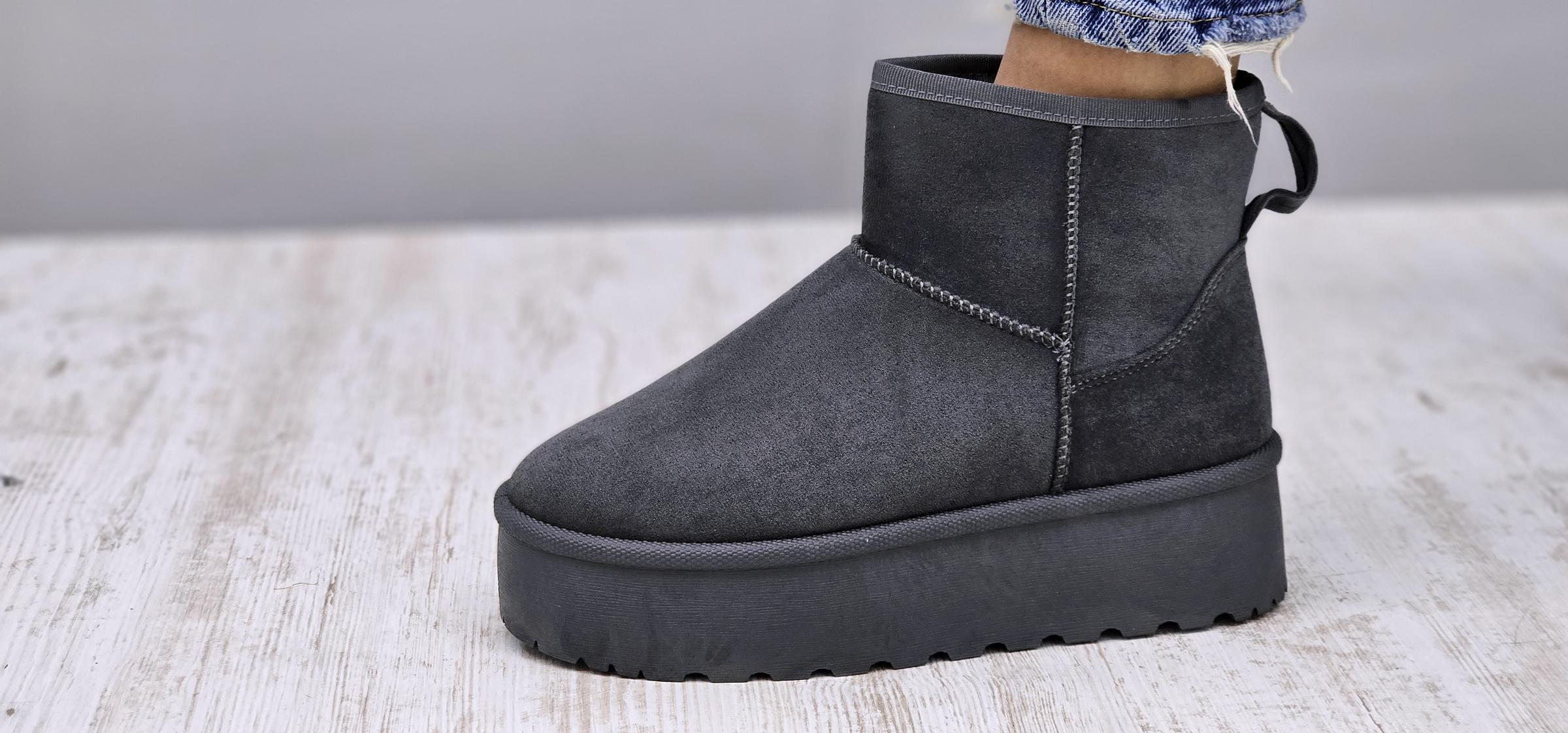 Уги зимові жіночі короткі на платформі р. 37 Темно-сірий (3329) - фото 5