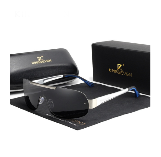 Солнцезащитные очки-антиблик для водителей KINGSEVEN DESIGN с поляризованными линзами Серебряный/Серый (N7716)