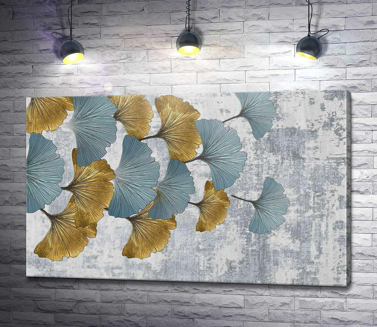Картина ArtPoster Золотые и голубые листья гинкго 50x31 см Модуль №1 (004245)