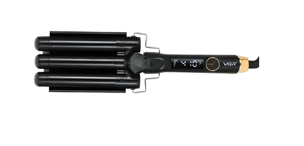 Плойка потрійна VGR для волосся 3 хвилі 125 Вт LED дисплей Чорний (V-591) Плойка потрійна VGR для волосся 3 хвилі 125 Вт LED дисплей Чорний (V-591)
