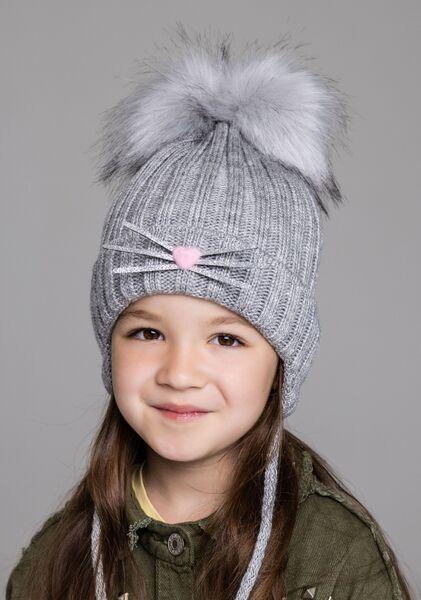 Шапка детская для девочек Алиса D803 флис 48-52 см Светло-серый
