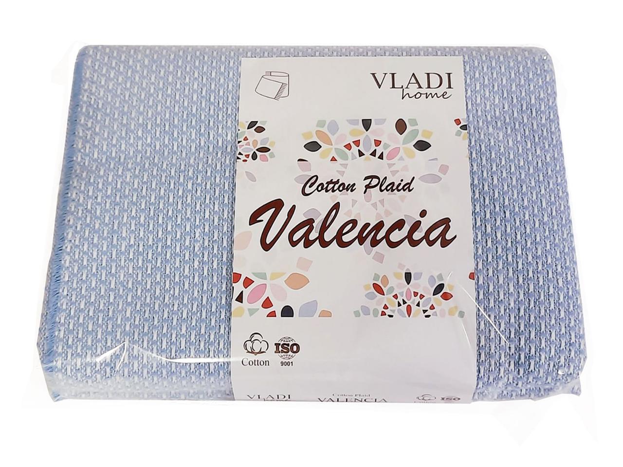 Плед хлопковый Vladi Валенсия No13 Boucle двуспальный 170x210 см Белый/Серый/Голубой