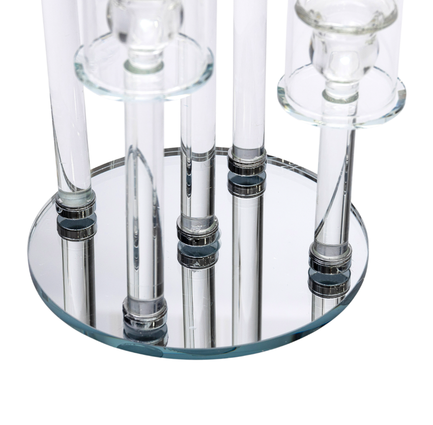 Подсвечник декоративный на 5 свечей стеклянный с круглым основанием 72,5 см Прозрачный - фото 5 Подсвечник декоративный на 5 свечей стеклянный с круглым основанием 72,5 см Прозрачный - фото 5