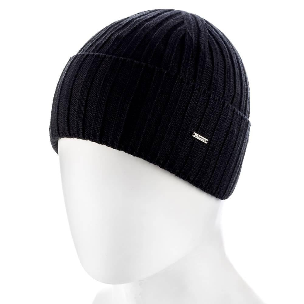 Шапка мужская Actrics MH800 из шерсти с отворотом на флисовой подкладке Черный/Мулине