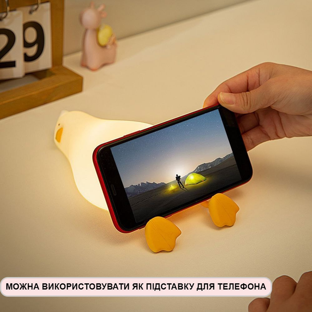 Светильник ночник LED силиконовый Лежачая утка на аккумуляторе RGB USB DC 0,5VС с таймером - фото 3