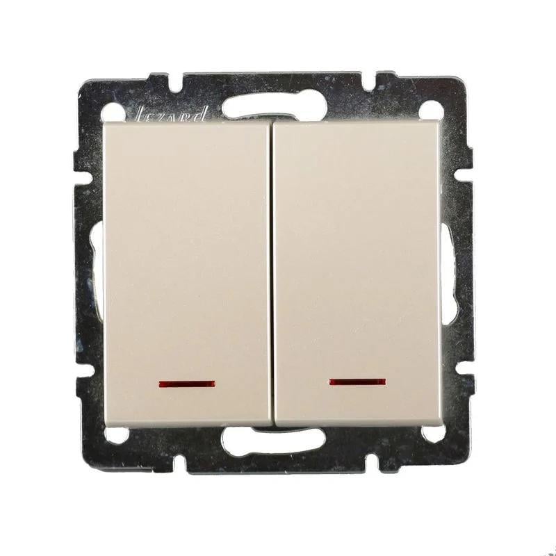 Вимикач двоклавішний Lezard Rain 703-3088-112 з/п Перлинно-білий (27551107)