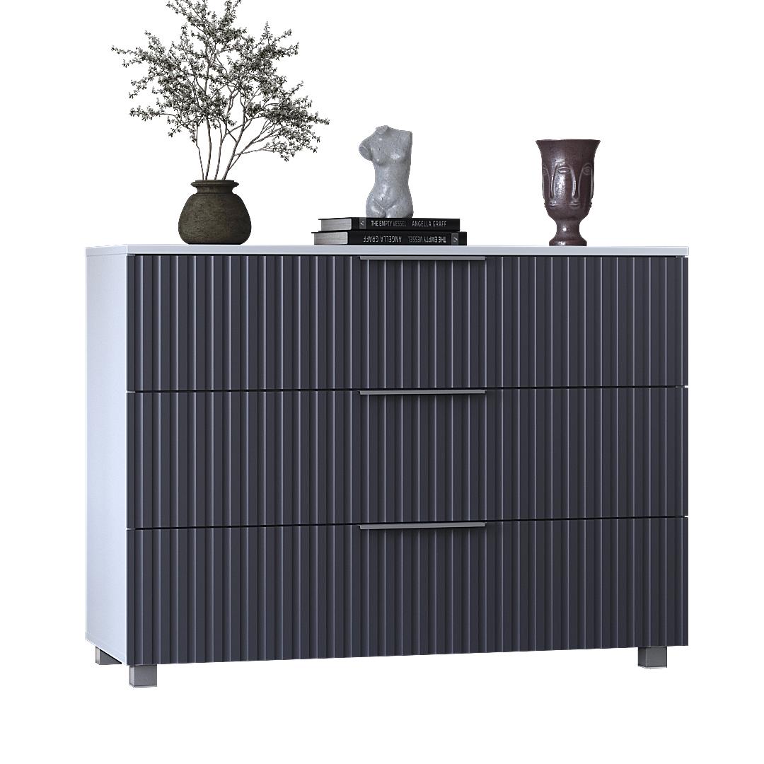 Комод DiPortes Саванна К-30 МДФ 100х76х40 см Белый/Графитовый матовый (00607) - фото 1 Комод DiPortes Саванна К-30 МДФ 100х76х40 см Белый/Графитовый матовый (00607) - фото 1