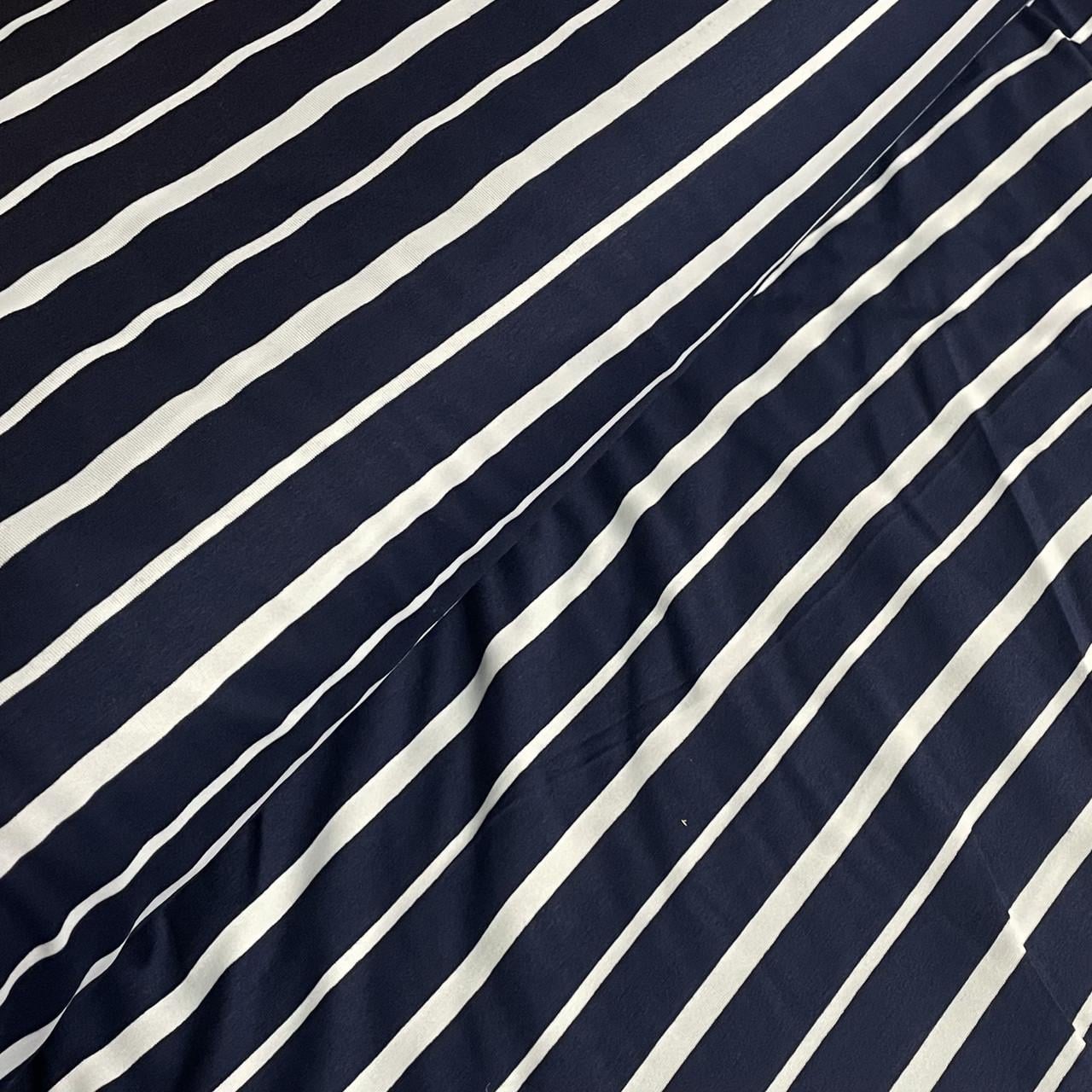 Ткань трикотаж вискоза в полоску Темно-синий (24479498)