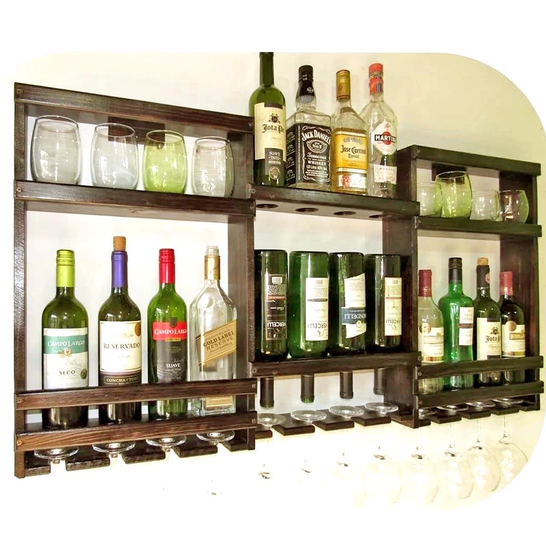 Полка для вина настенная из дерева Кофу Робуста (ПНК-001936)