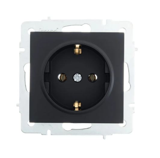 Розетка одинарная Lezard Vesna с заземлением Черный (26404160)