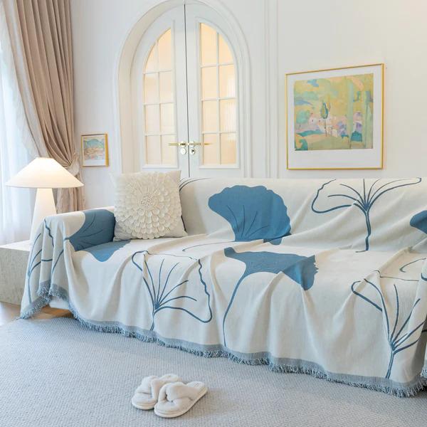 Плед покрывало на диван и кровать для мягкой мебели 180х230 см Синий с белым - фото 2 Плед покрывало на диван и кровать для мягкой мебели 180х230 см Синий с белым - фото 2