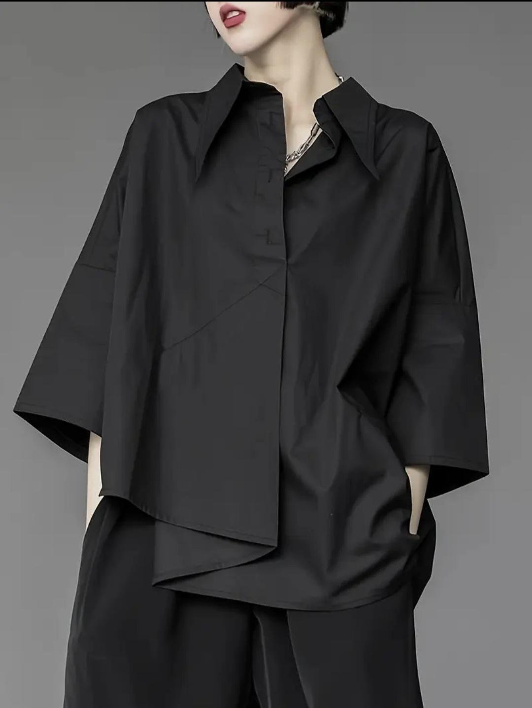 Сорочка жіноча бавовняна вільного крою ХL Чорний (00224)