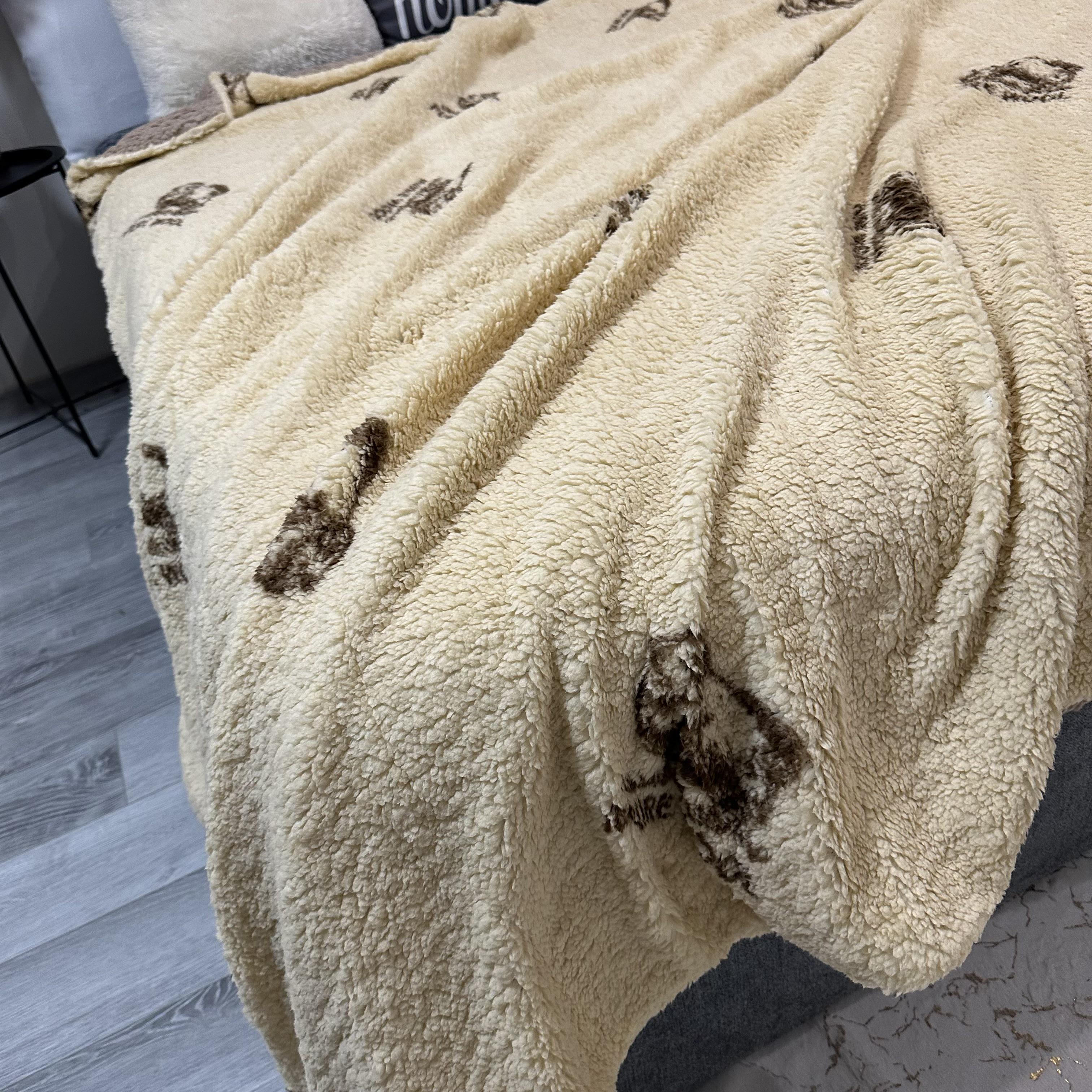 Плед-покрывало двустороннее с рисунком 150х210 см Бежевый (PL-1.5-1) - фото 5