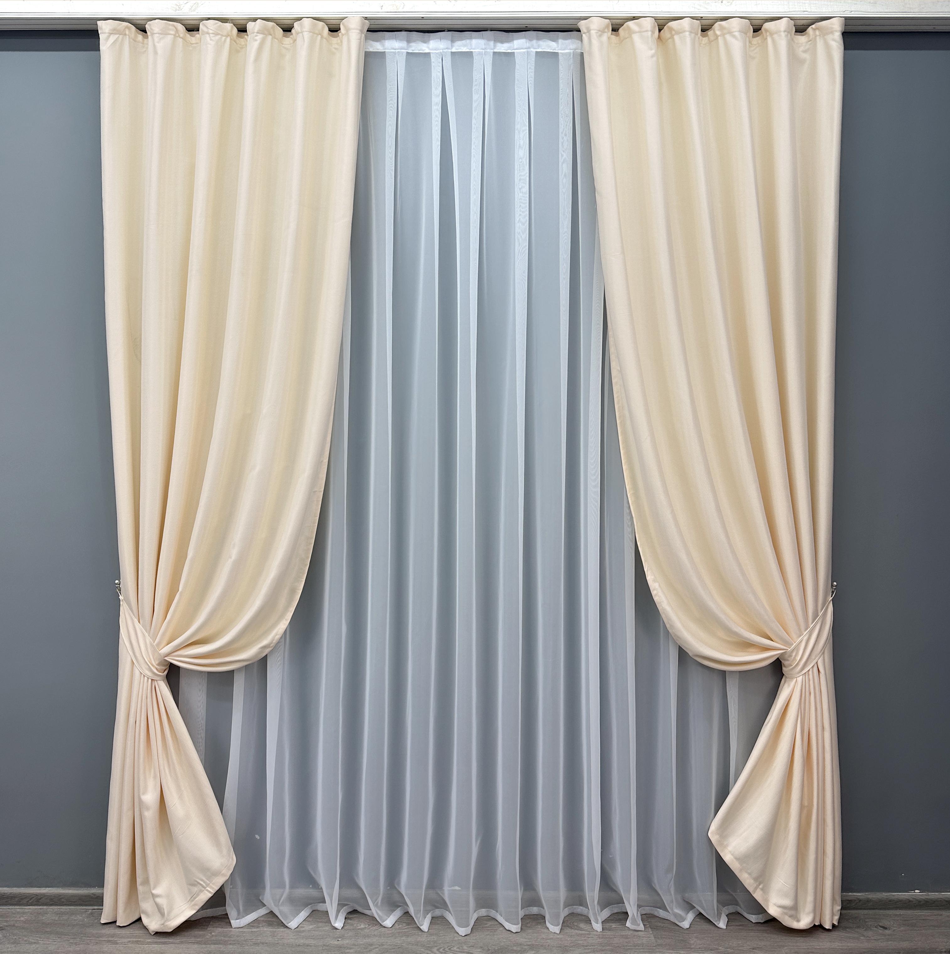 Комплект штор VR-Textil № 1735ш жаккард 150х270 см 2 шт. Кремовый (33-0703)