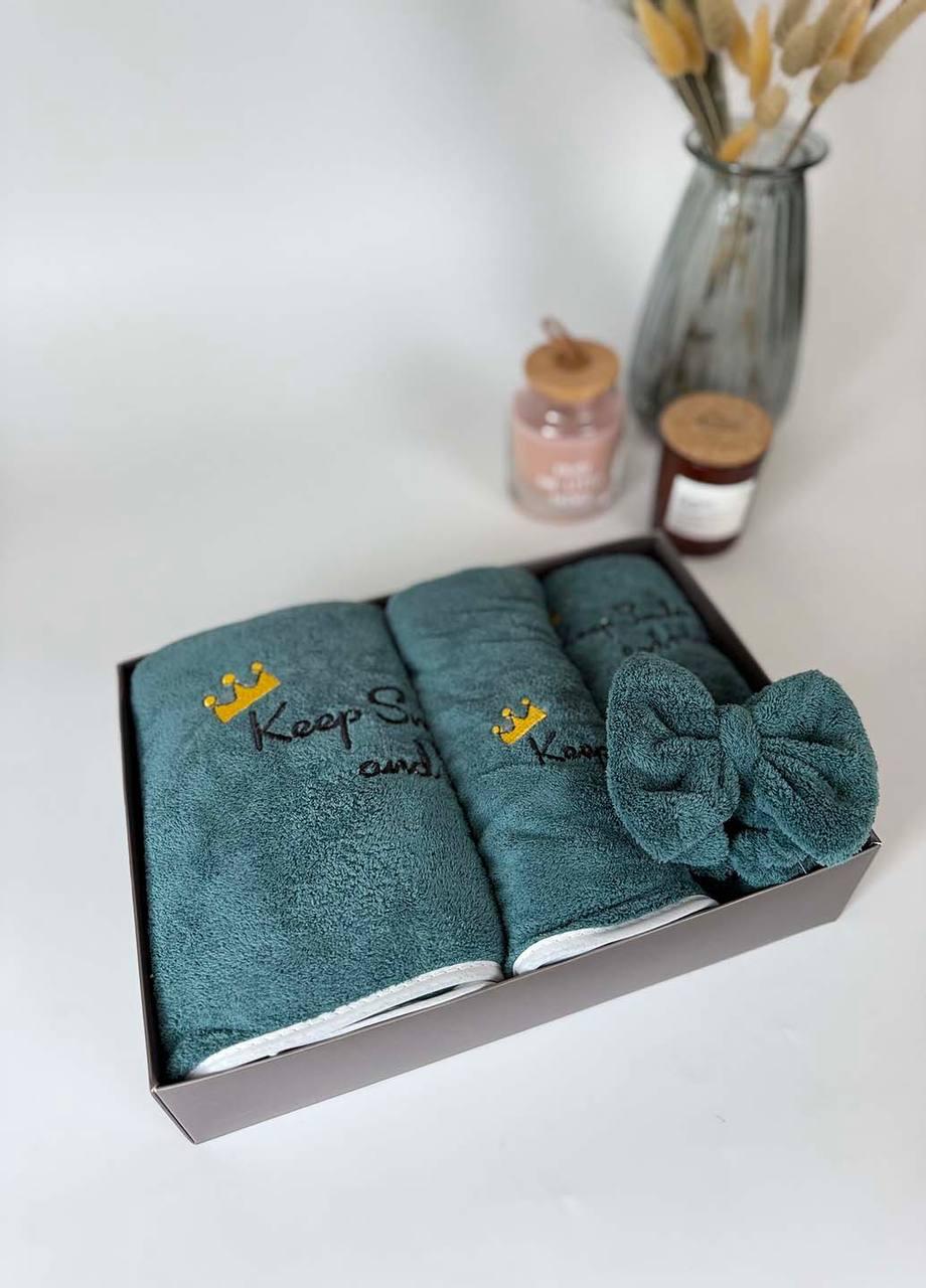 Набір рушників жіночих для сауни 70х140 см Смарагдовий (П4К-mur25-sn-001)