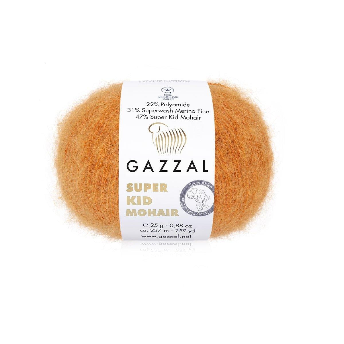 Пряжа Gazzal Super Kid Mohair 64419 оранжевый (3925)