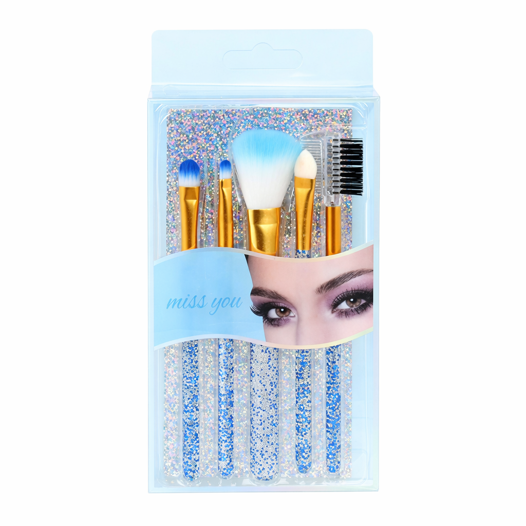 Набір пензлів для макіяжу R36972 5 шт. 16 см Блакитний (33088574)