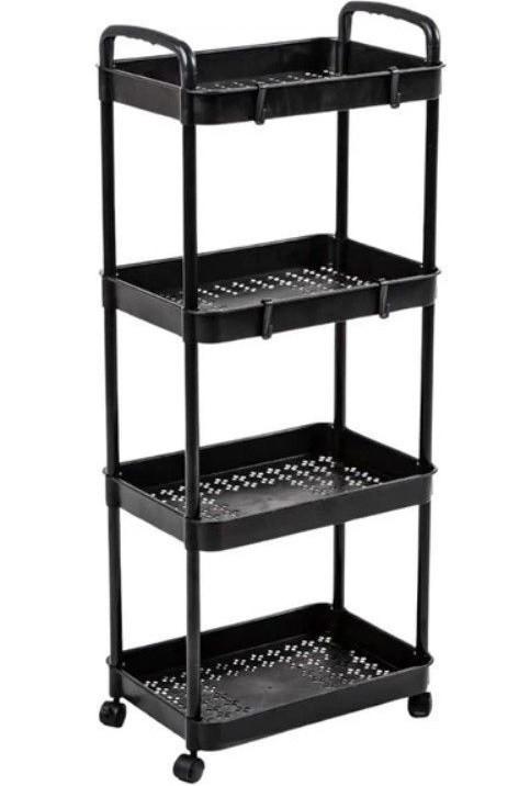 Этажерка напольная SKLM-11 на колесах 4 яруса 104x40x26 см Black (3_08402) Этажерка напольная SKLM-11 на колесах 4 яруса 104x40x26 см Black (3_08402)