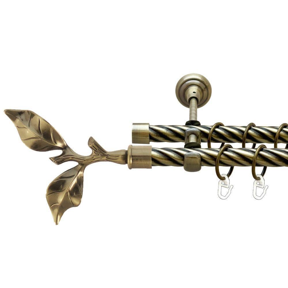 Карниз металлический Orvit Листок антик крученый розы двухрядный 19/19 мм 200 см (000-8001)