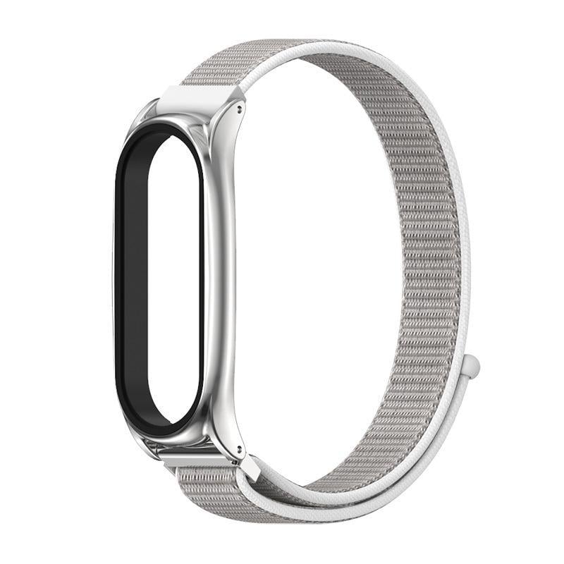 Ремешок для смарт-браслетов MiJobs Nylon Loop Plus для Xiaomi Mi Band 4/3 Серебряный-Белый/Серый (1381P)