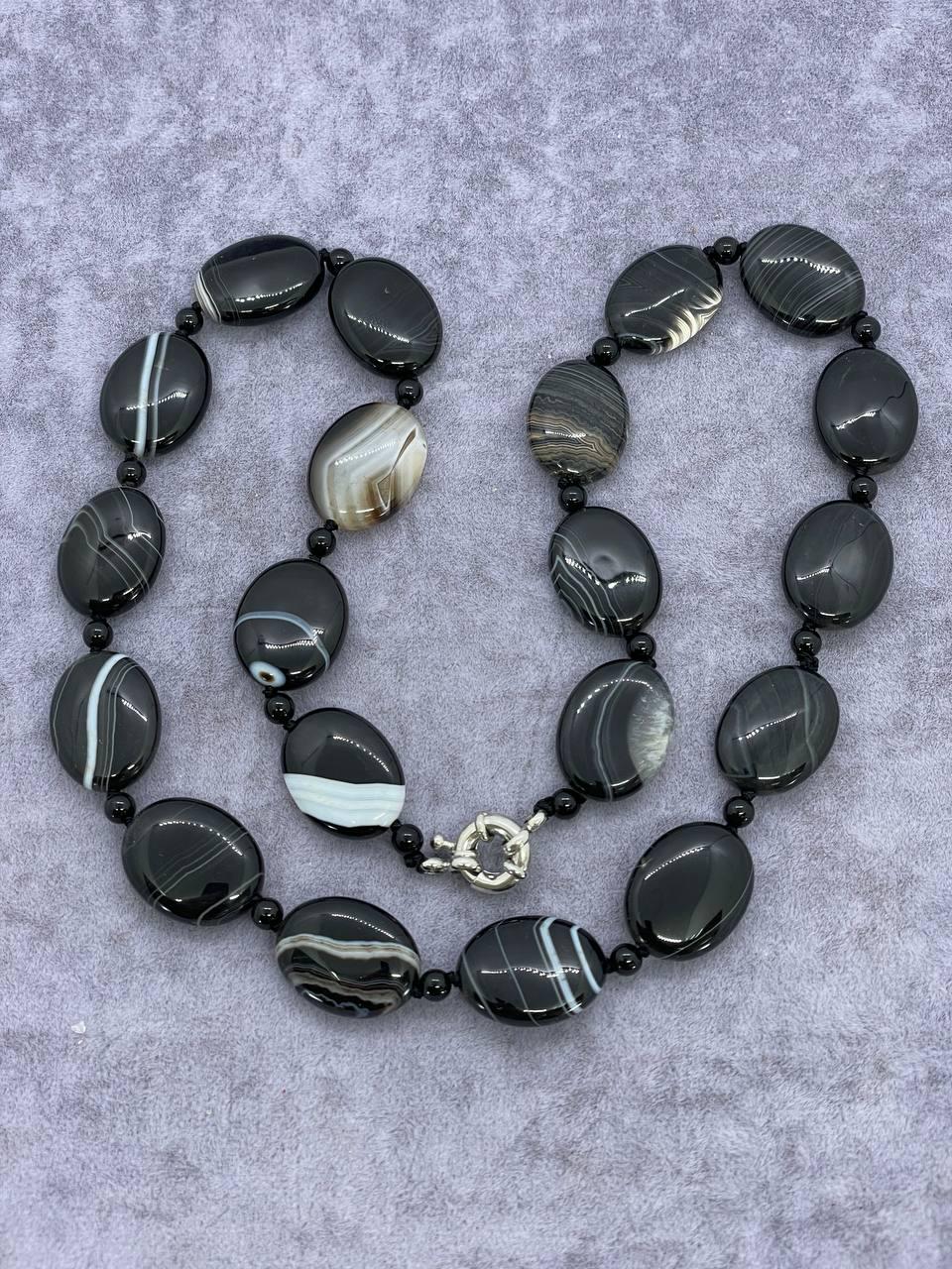Бусы агат 50 см Черный (1857)