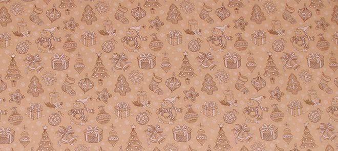 Бумага подарочная Flora новогодняя 68х99 см 1 лист Крафт (7998)