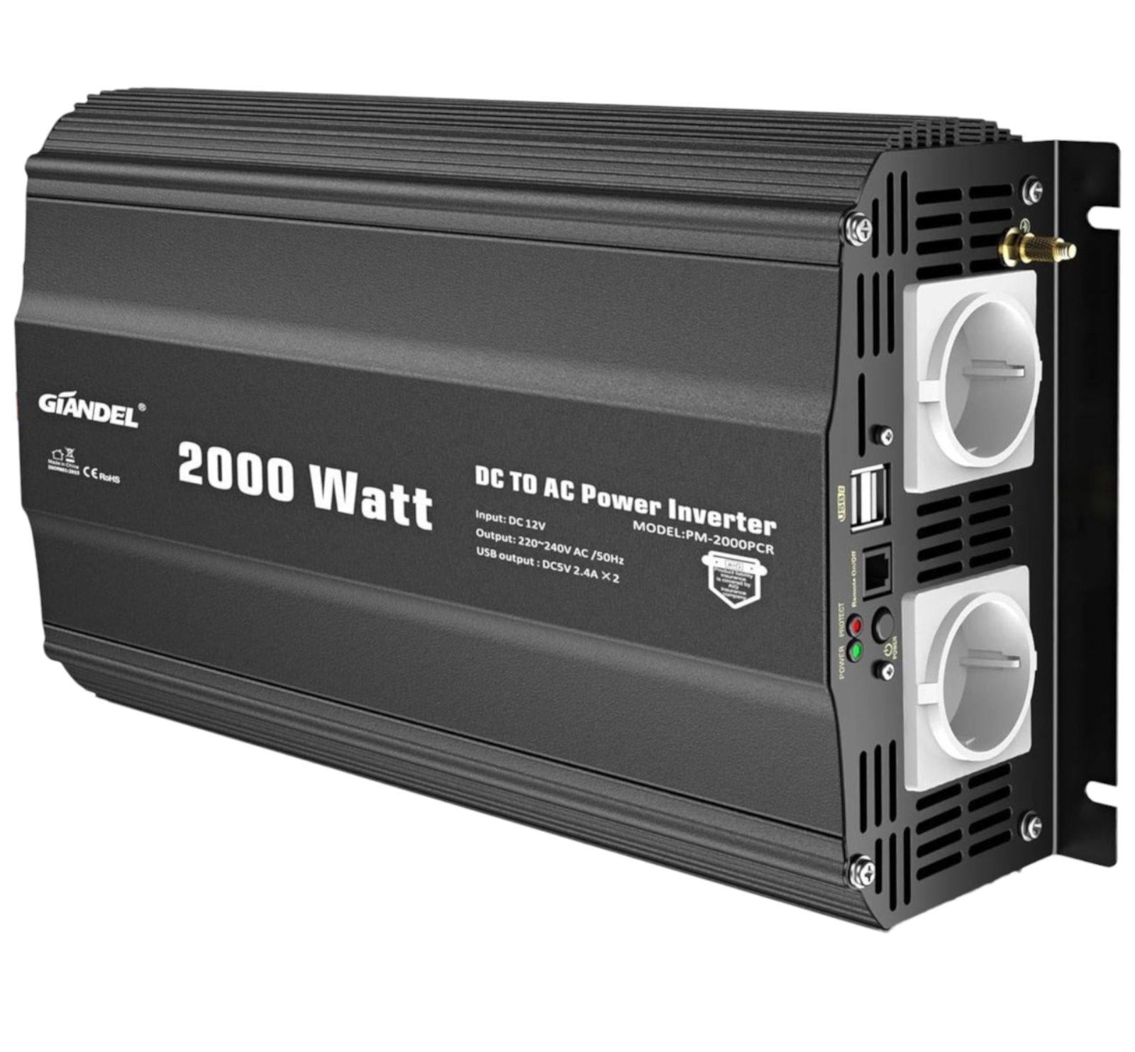 Автомобильный инвертор GIANDEL Power Inverter 2000W с модифицированной волной 12 В-230 В (2871636699)