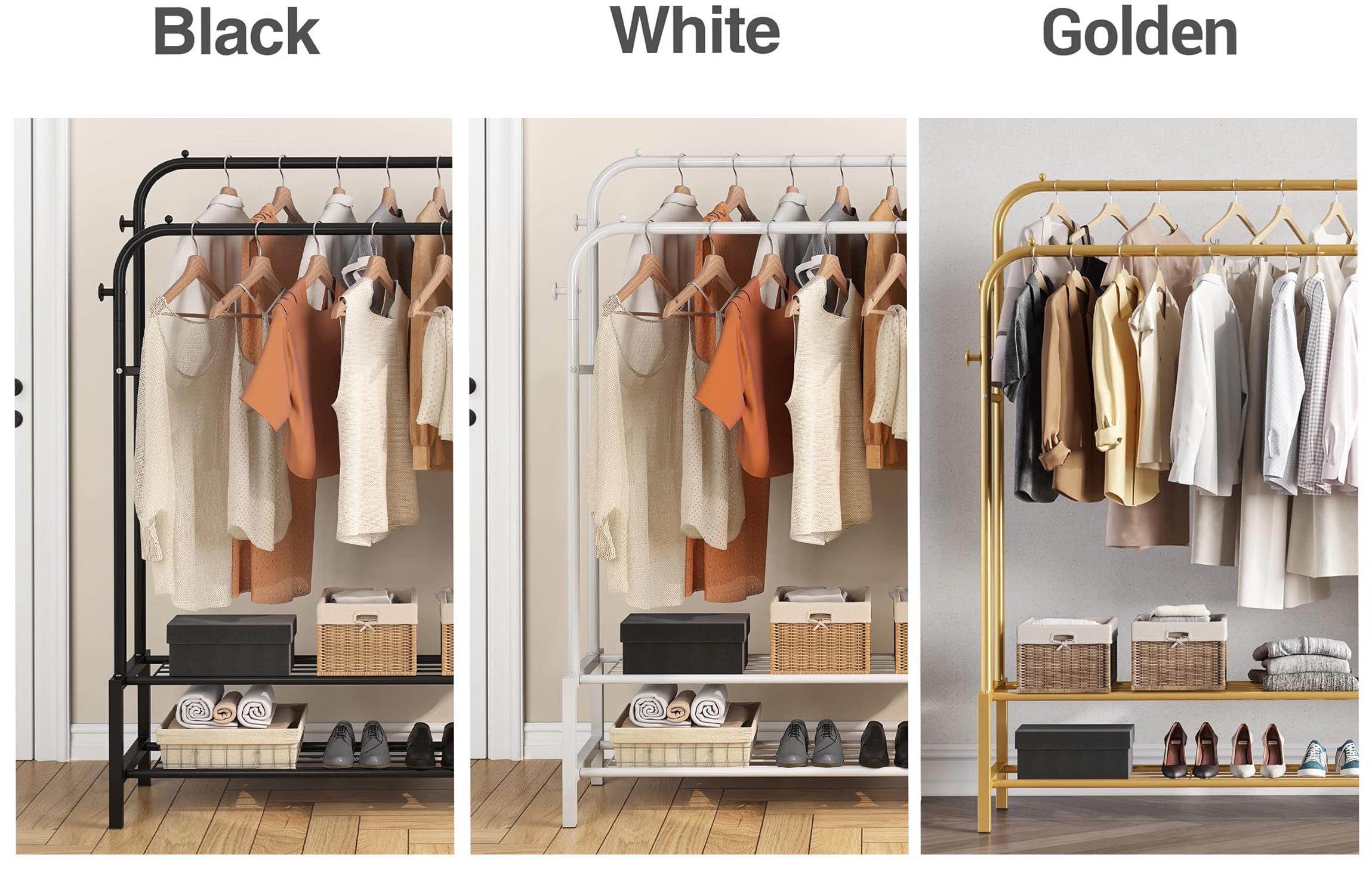 Стойка вешалка для одежды и обуви двойная DOAKT стальная напольная с крючками и колесами XL White (DSV-100WH) - фото 7