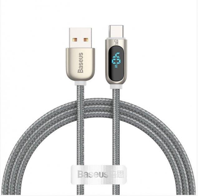Кабель синхронізації Baseus Display 5A Fast Type C 1m Cable, Silver