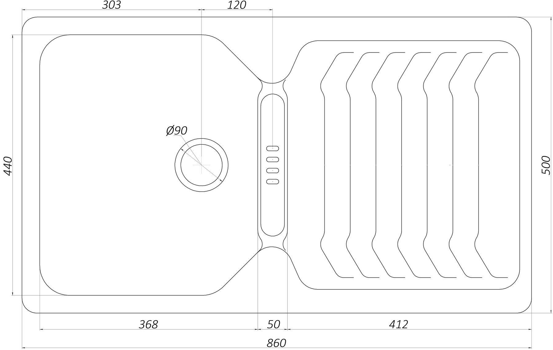 Мойка гранитная Globus Lux Boren 860x500 мм А0006 Коричневый (000010599) - фото 6