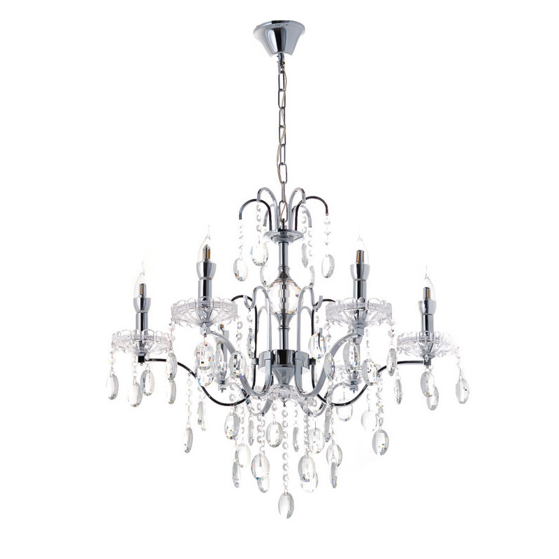 Люстра подвесная Light House ES-15572/6 хрустальная Хром