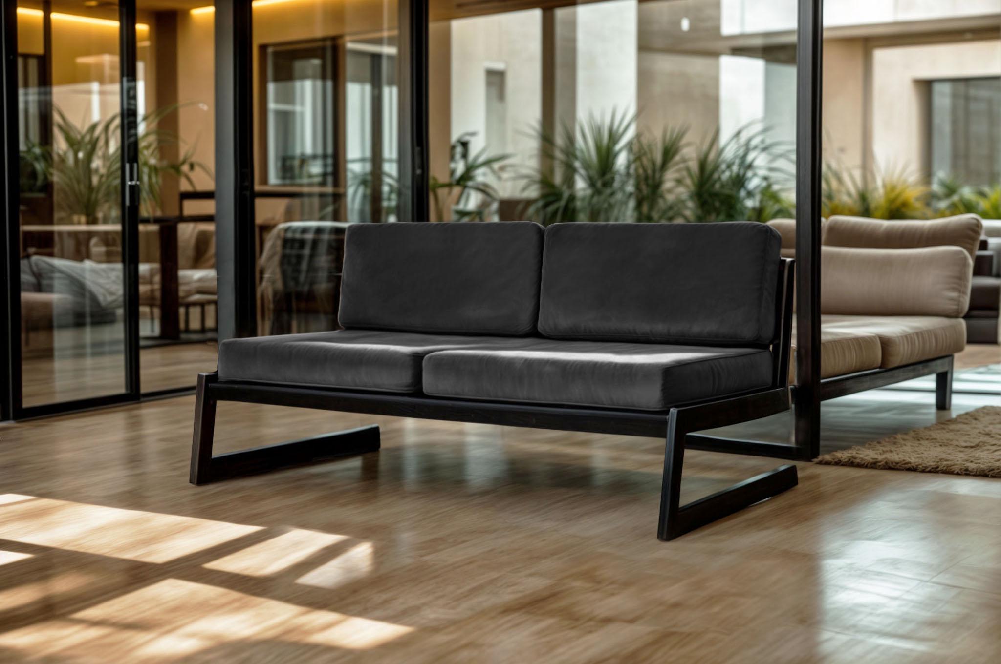 Диван металевий Tobi Sho Флекс DV6 з подушками 750х1560х700 мм велюр 32/Темно-сірий (DV069084) - фото 2 Диван металевий Tobi Sho Флекс DV6 з подушками 750х1560х700 мм велюр 32/Темно-сірий (DV069084) - фото 2