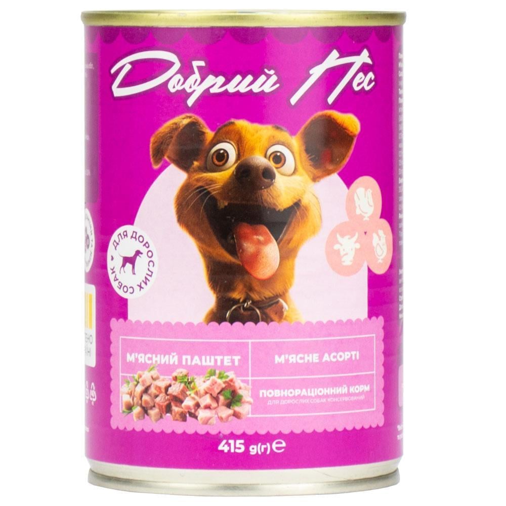 Паштет для собак Добрий Пес с мясным ассорти 8 шт. х 415 г (2368118352) Паштет для собак Добрий Пес с мясным ассорти 8 шт. х 415 г (2368118352)