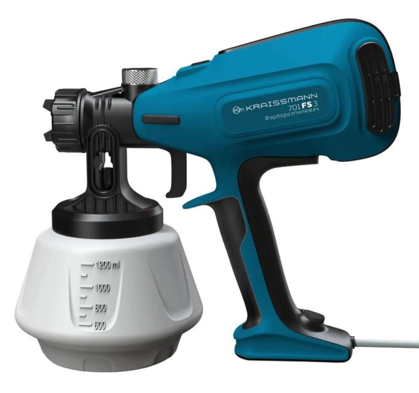 Краскопульт электрический Kraissmann 701 FS 3 (3 сопла 1.0 мм 2.0 мм 3.0мм)