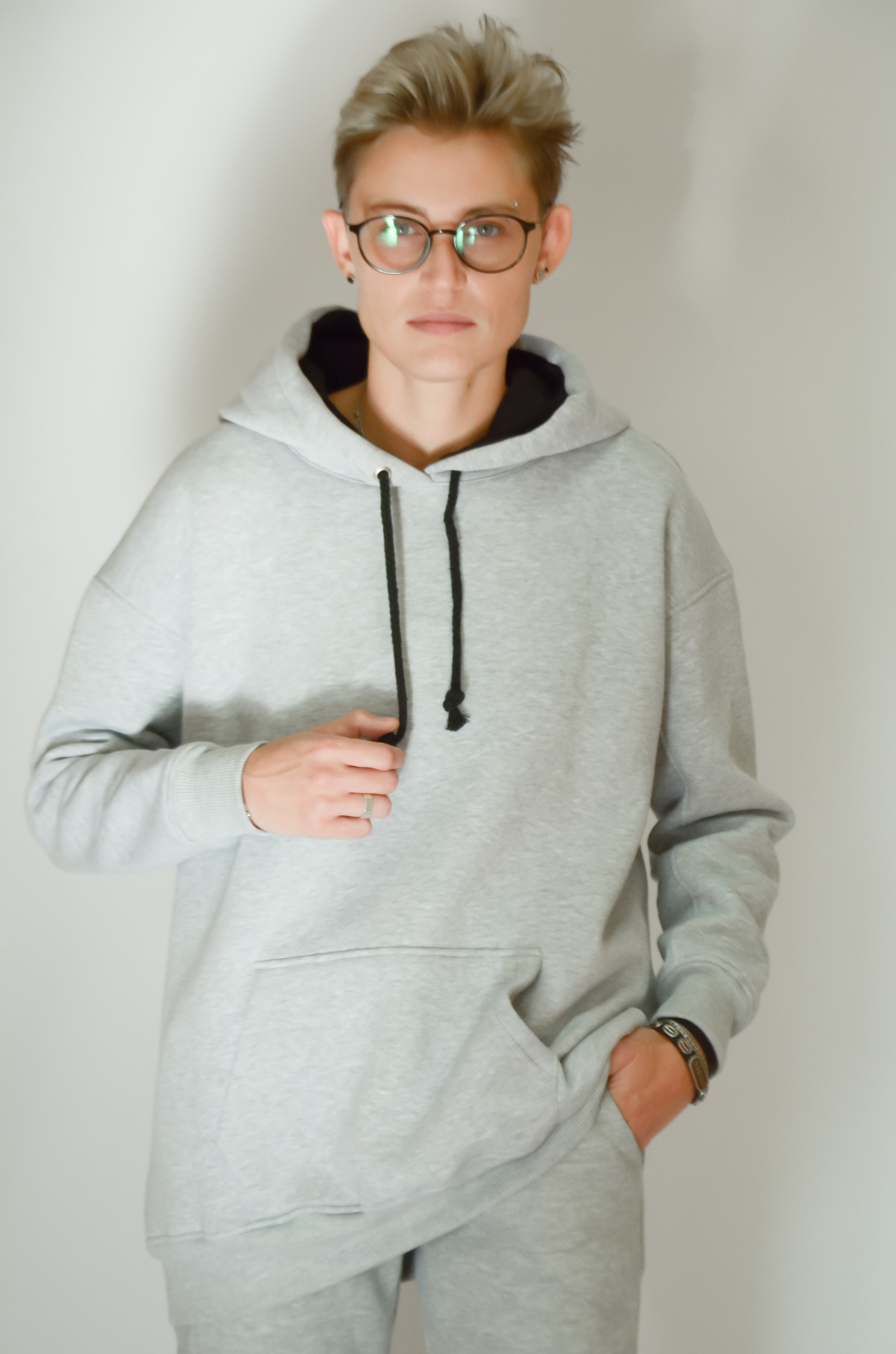 Худи женское оверсайз теплое на флисе Ballet Grace XS-S Cветло-серый (0672)