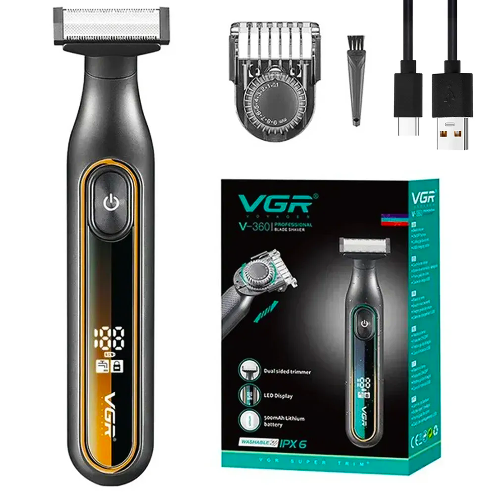 Акумуляторна електробритва тример з насадкою для стрижки, від USB, VGR V-360L (L) Акумуляторна електробритва тример з насадкою для стрижки, від USB, VGR V-360L (L)