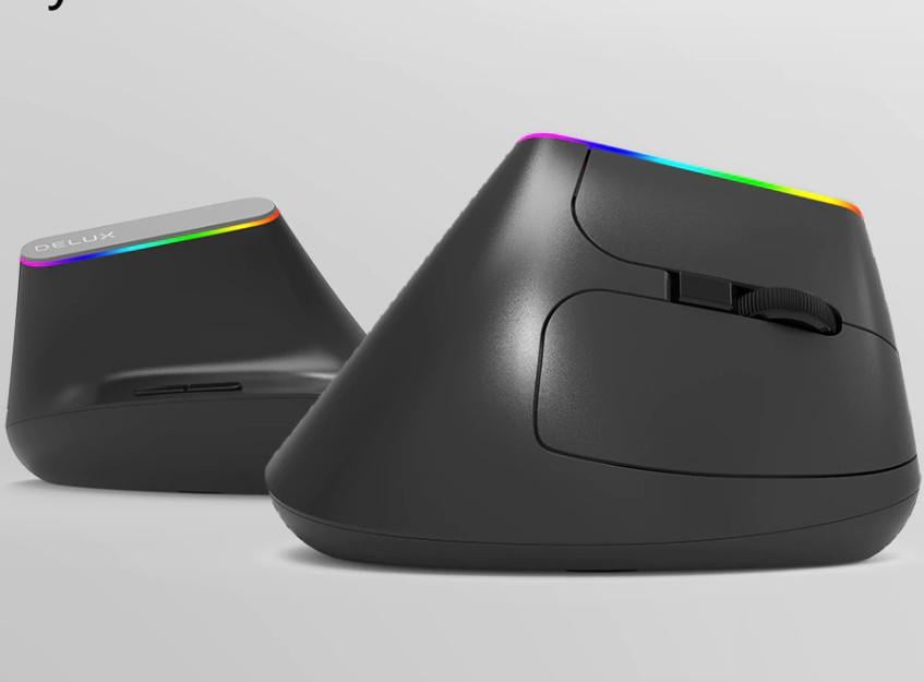 Мышь вертикальная Delux M618C RGB беспроводная с подсветкой Black - фото 5 Мышь вертикальная Delux M618C RGB беспроводная с подсветкой Black - фото 5