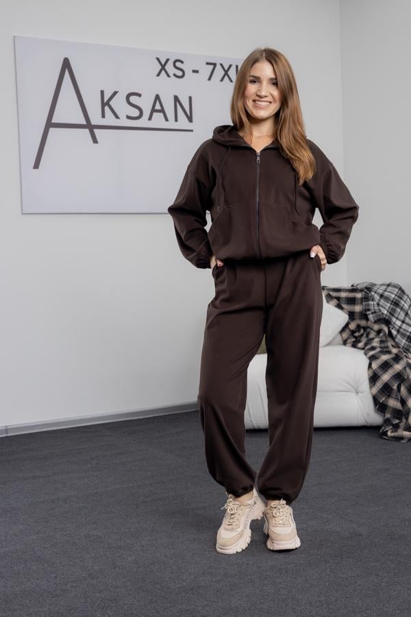 Спортивный костюм женский AKSAN зимний флисовый двойка S Коричневый (25.2800_brown_42(S))