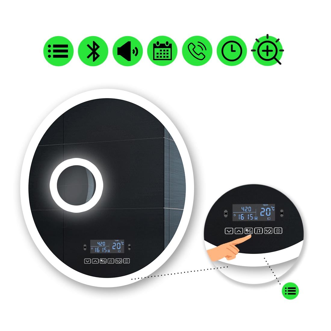 Зеркало с LED подсветкой Amor с Smart-блоком и линзой с подсветкой 75x75 см (Amor84)