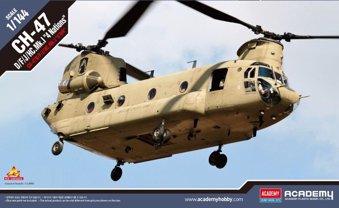 Збірна модель Academy CH-47D/F/J/HC.Mk.I 4 Nations 1:144 (12624) - фото 1