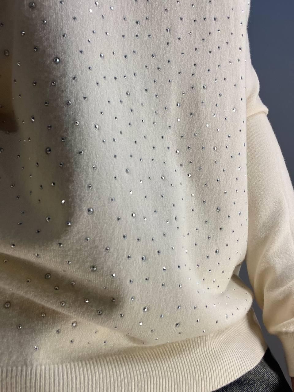 Джемпер жіночий ACCORDDREAM 9067 тонкий светр розсип камінців OS Молочний (2903) - фото 8