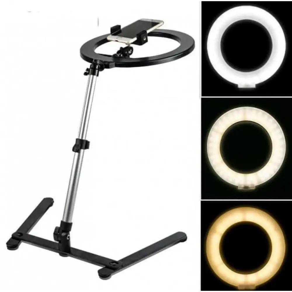 Кольцевая лампа 26 см на штативе для предметной фото и видео съемки (4646) - фото 7 Кольцевая лампа 26 см на штативе для предметной фото и видео съемки (4646) - фото 7