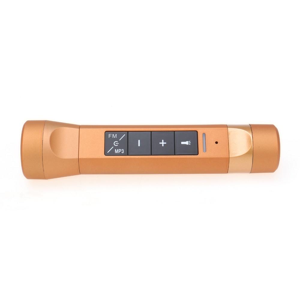 Многофункциональный Bluetooth колонка-фонарь Sunroz Multifunctional Music Torch 3W Золотистый (SUN6126)