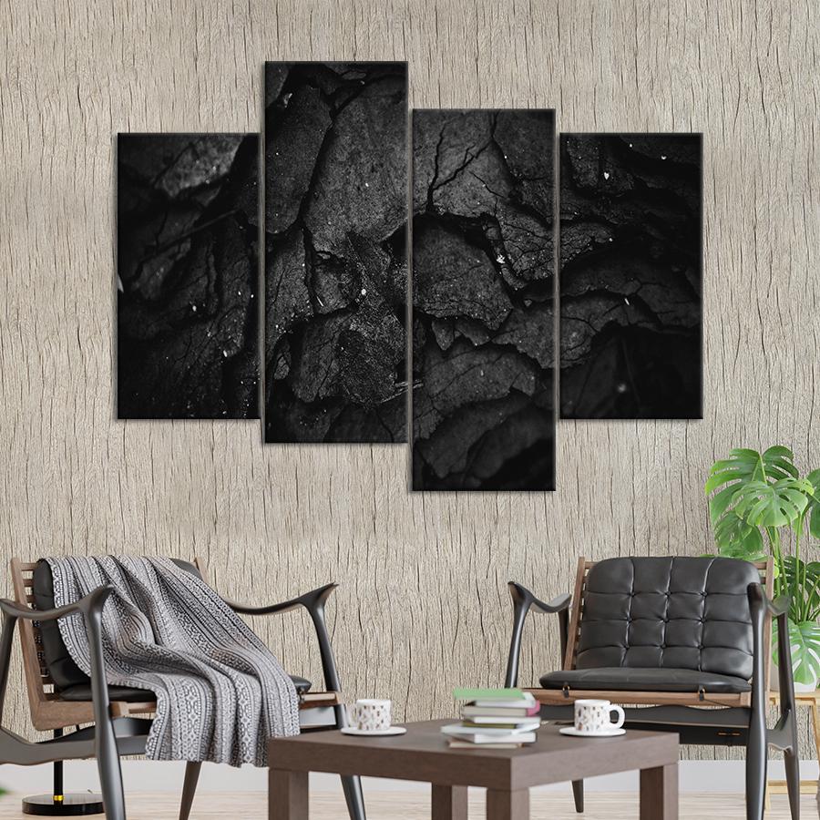 Картина абстракция Чёрная угольная текстура 129x90 см (A882-4)