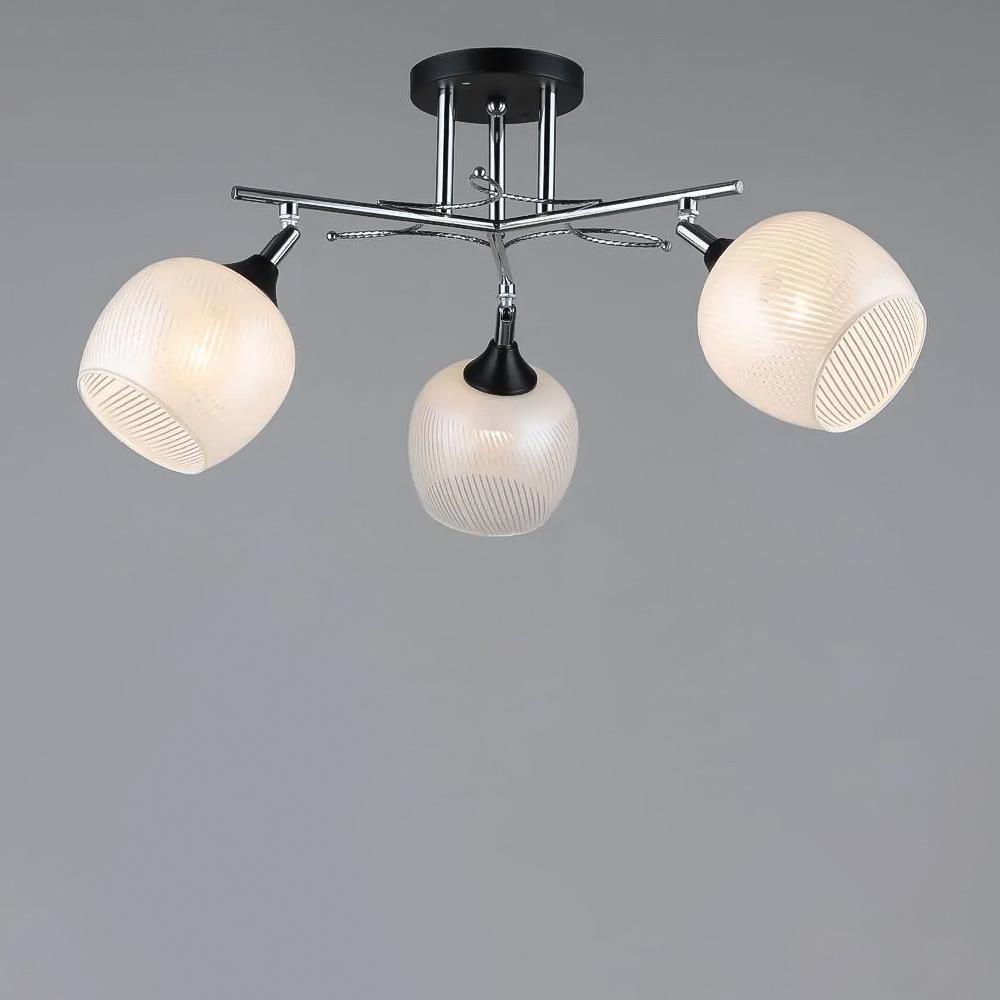 Люстра потолочная Light House SR-19198/3 CH/BK с узором E27 640х250 мм Черный/Хром/Белый